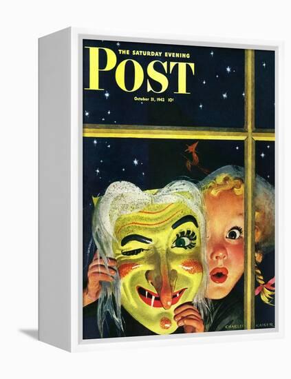 "Witch's Mask," Saturday Evening Post Cover, October 31, 1942-Charles Kaiser-Framed Premier Image Canvas