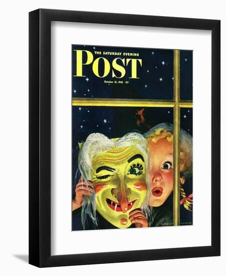 "Witch's Mask," Saturday Evening Post Cover, October 31, 1942-Charles Kaiser-Framed Giclee Print