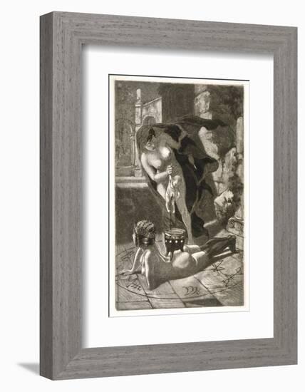 Witch Sacrifices a Child over Her Client-Martin Van Maele-Framed Photographic Print