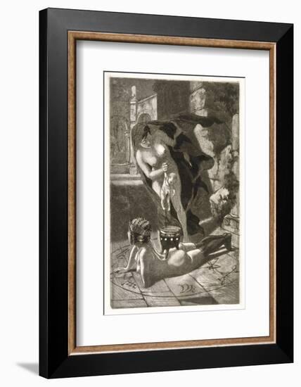 Witch Sacrifices a Child over Her Client-Martin Van Maele-Framed Photographic Print