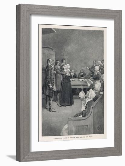 Witch Trial in Massachusetts, The Accusing Girls Point at the Victim-Howard Pyle-Framed Art Print