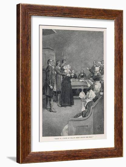 Witch Trial in Massachusetts, The Accusing Girls Point at the Victim-Howard Pyle-Framed Art Print