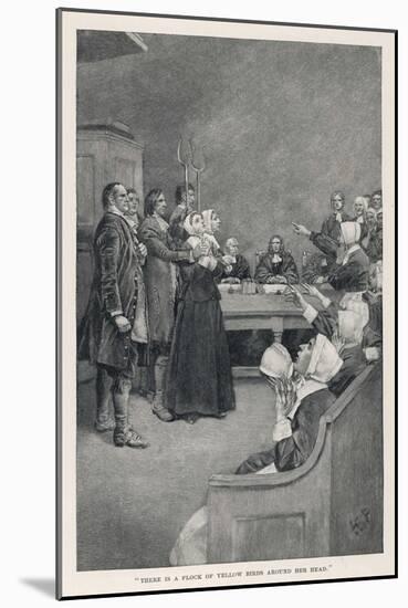 Witch Trial in Massachusetts, The Accusing Girls Point at the Victim-Howard Pyle-Mounted Art Print