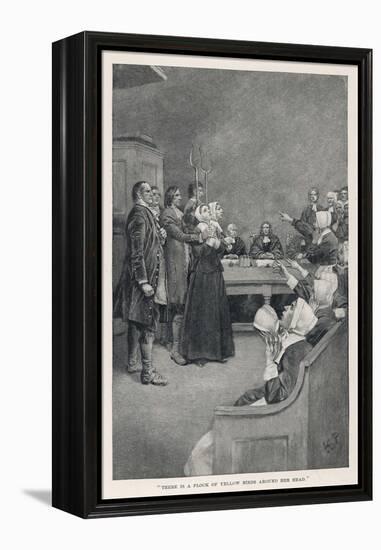 Witch Trial in Massachusetts, The Accusing Girls Point at the Victim-Howard Pyle-Framed Stretched Canvas