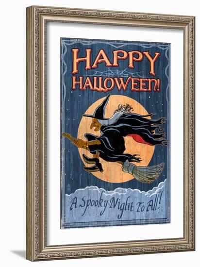 Witch - Vintage Sign-Lantern Press-Framed Art Print