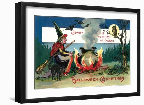 Witch with Cauldron-null-Framed Art Print