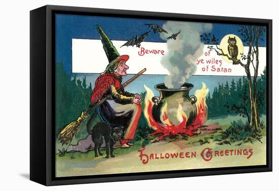 Witch with Cauldron-null-Framed Stretched Canvas