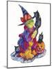 Witchcat with Broom-Bill Bell-Mounted Giclee Print