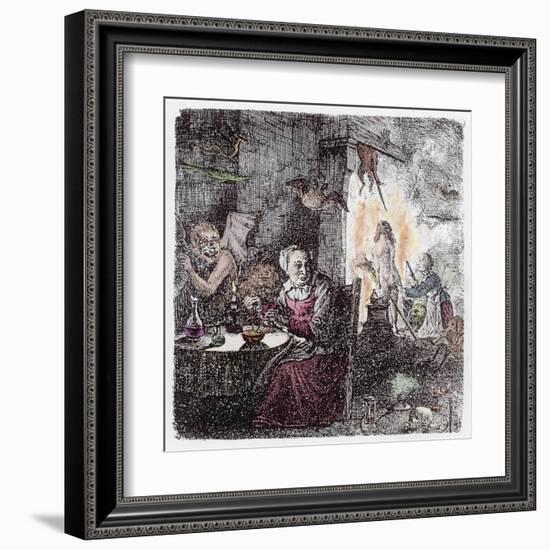 Witches Assisted by Demons Prepare for the Sabbat-null-Framed Art Print