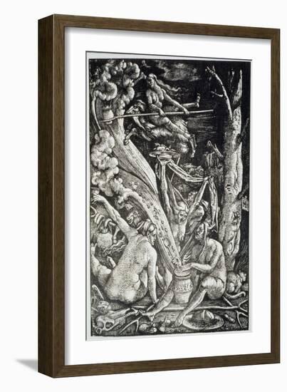 Witches at the Sabbath, Hans Baldung Grien, a History of Magic Published Late 19th Century-Hans Baldung Grien-Framed Giclee Print