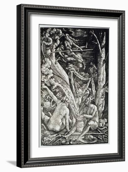 Witches at the Sabbath, Hans Baldung Grien, a History of Magic Published Late 19th Century-Hans Baldung Grien-Framed Giclee Print