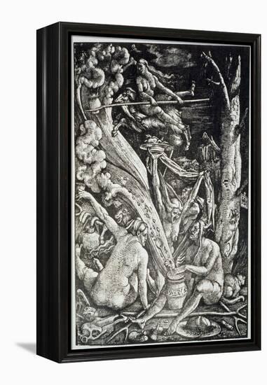 Witches at the Sabbath, Hans Baldung Grien, a History of Magic Published Late 19th Century-Hans Baldung Grien-Framed Premier Image Canvas