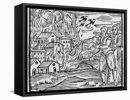 Witches Burning a Town, 17h Century-Middle Temple Library-Framed Premier Image Canvas