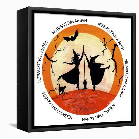 Witches Dance Circle Happy Halloween-Cheryl Bartley-Framed Premier Image Canvas