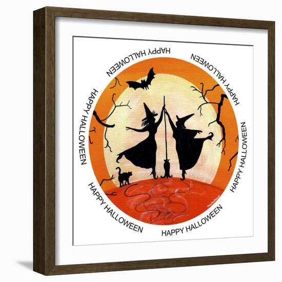 Witches Dance Circle Happy Halloween-Cheryl Bartley-Framed Giclee Print