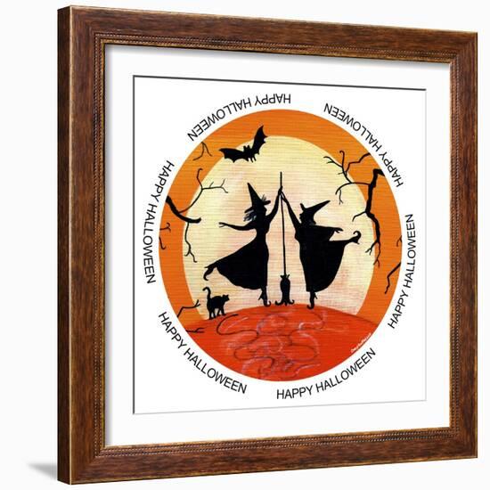 Witches Dance Circle Happy Halloween-Cheryl Bartley-Framed Giclee Print