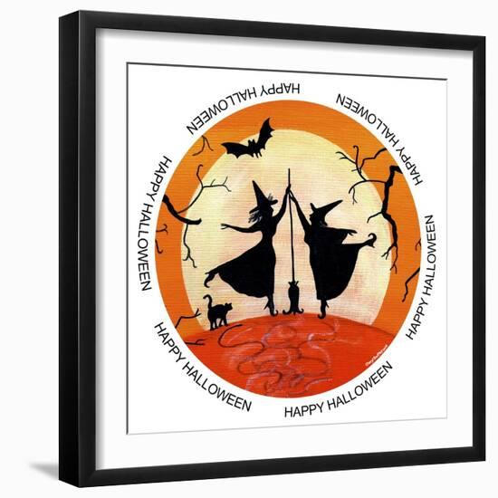 Witches Dance Circle Happy Halloween-Cheryl Bartley-Framed Giclee Print