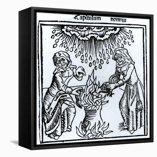 Witches Making a Spell, 1489 (Engraving) (B&W Photo)-English-Framed Premier Image Canvas