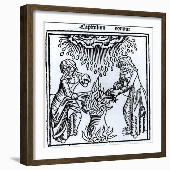 Witches Making a Spell, 1489 (Engraving) (B&W Photo)-English-Framed Giclee Print