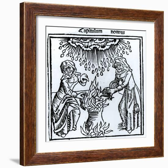 Witches Making a Spell, 1489 (Engraving) (B&W Photo)-English-Framed Giclee Print