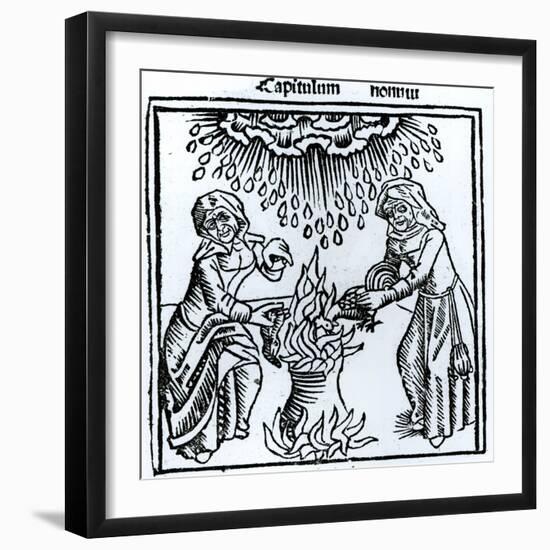 Witches Making a Spell, 1489 (Engraving) (B&W Photo)-English-Framed Giclee Print