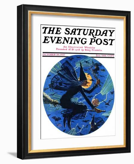 "Witches Night Out," Saturday Evening Post Cover, October 29, 1927-Eugene Iverd-Framed Giclee Print