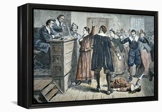 Witches of Salem - a Girl Bewitched at a Trial in 1692 (Colour Litho)-American-Framed Premier Image Canvas