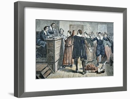 Witches of Salem - a Girl Bewitched at a Trial in 1692 (Colour Litho)-American-Framed Giclee Print