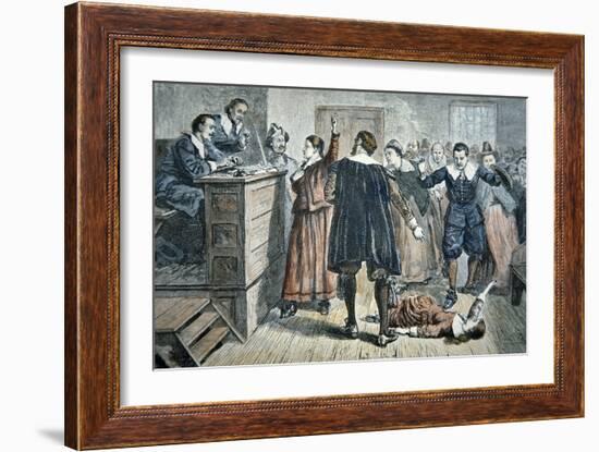 Witches of Salem - a Girl Bewitched at a Trial in 1692 (Colour Litho)-American-Framed Giclee Print