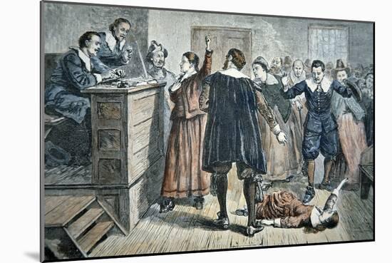 Witches of Salem - a Girl Bewitched at a Trial in 1692 (Colour Litho)-American-Mounted Giclee Print
