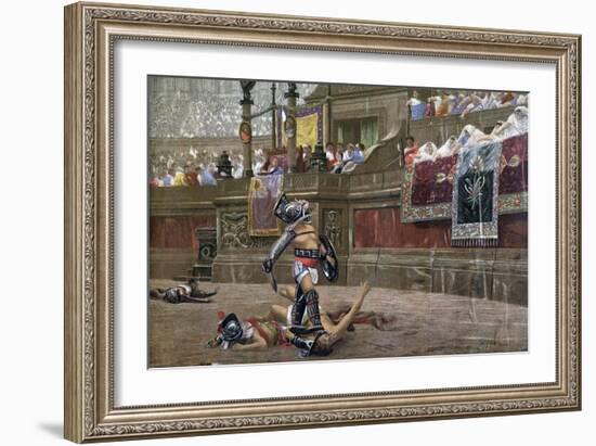 With a Turned Thumb, (Pollice Vers), 1872-Jean-Leon Gerome-Framed Giclee Print
