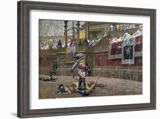 With a Turned Thumb, (Pollice Vers), 1872-Jean-Leon Gerome-Framed Giclee Print