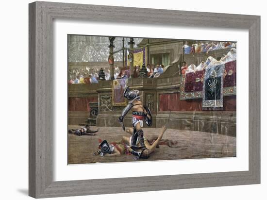 With a Turned Thumb, (Pollice Vers), 1872-Jean-Leon Gerome-Framed Giclee Print