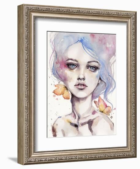 With Elegance (female portrait)-Sillier than Sally-Framed Art Print