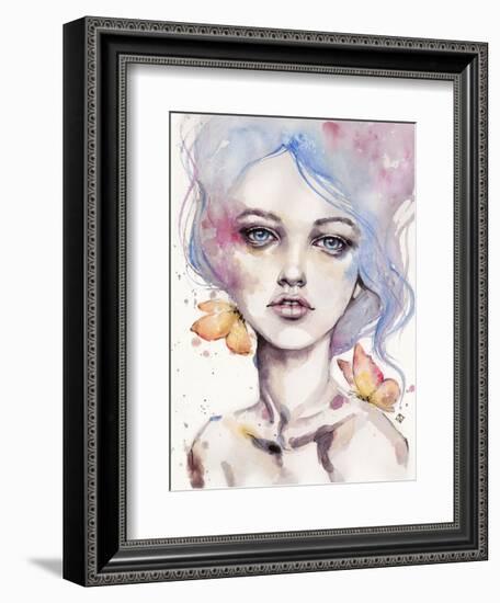 With Elegance (female portrait)-Sillier than Sally-Framed Art Print