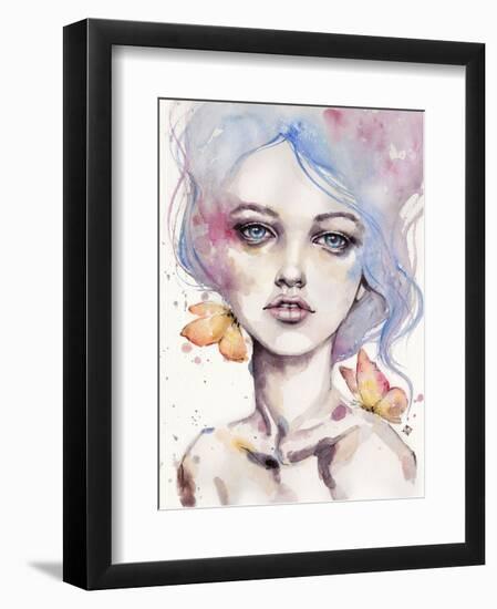 With Elegance (female portrait)-Sillier than Sally-Framed Art Print