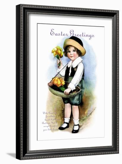 With Greetings for Easter-Ellen H. Clapsaddle-Framed Art Print