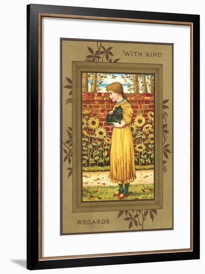 With Kind Regards, Girl with Black Cat-null-Framed Art Print