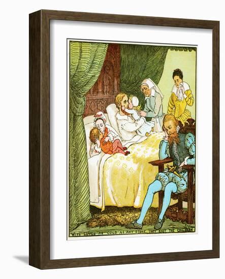 with Lips as Cold as Any Stone, They Kiss the Children Small , Illustration for Babes in the Wood,-Randolph Caldecott-Framed Giclee Print