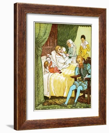 with Lips as Cold as Any Stone, They Kiss the Children Small , Illustration for Babes in the Wood,-Randolph Caldecott-Framed Giclee Print