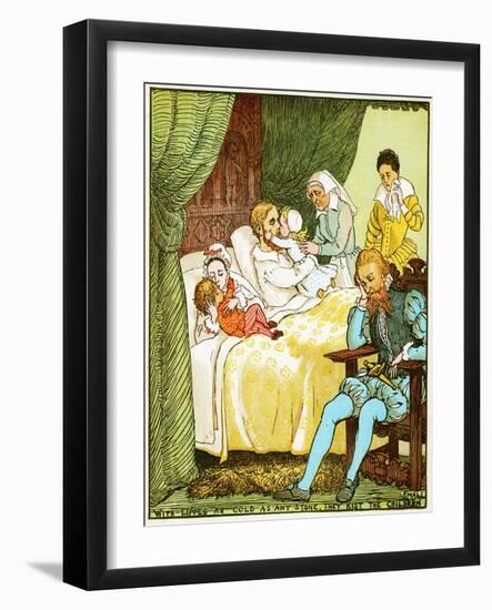 with Lips as Cold as Any Stone, They Kiss the Children Small , Illustration for Babes in the Wood,-Randolph Caldecott-Framed Giclee Print