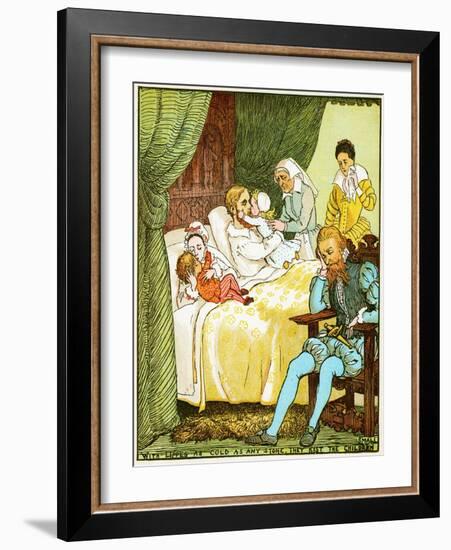 with Lips as Cold as Any Stone, They Kiss the Children Small , Illustration for Babes in the Wood,-Randolph Caldecott-Framed Giclee Print