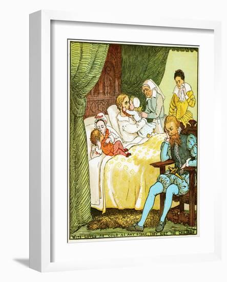 with Lips as Cold as Any Stone, They Kiss the Children Small , Illustration for Babes in the Wood,-Randolph Caldecott-Framed Giclee Print