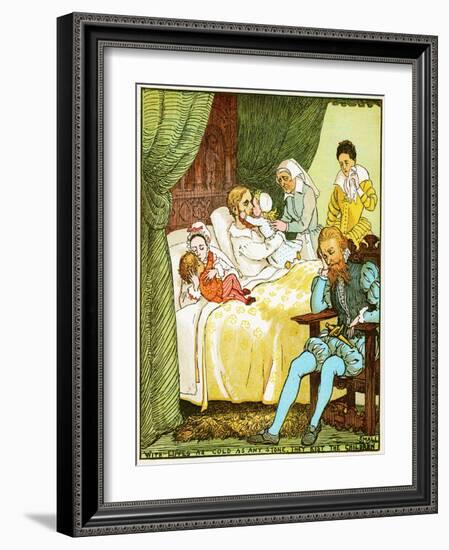 with Lips as Cold as Any Stone, They Kiss the Children Small , Illustration for Babes in the Wood,-Randolph Caldecott-Framed Giclee Print