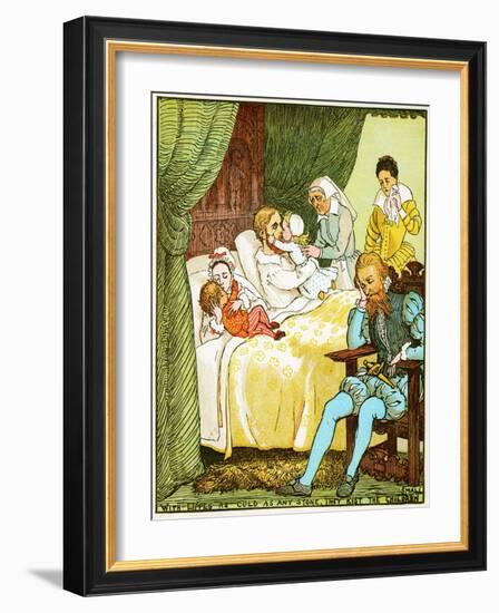 with Lips as Cold as Any Stone, They Kiss the Children Small , Illustration for Babes in the Wood,-Randolph Caldecott-Framed Giclee Print