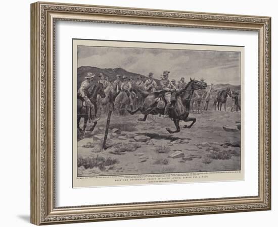 With the Australian Troops in South Africa, Riding for a Fall-Godfrey Douglas Giles-Framed Giclee Print