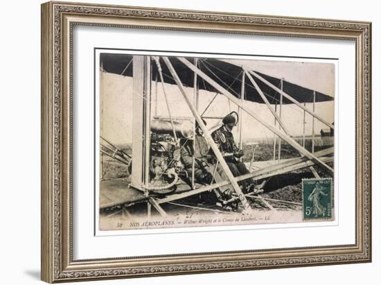 With the Comte de Lambert at the Controls of One of His Biplanes at a French Aviation Meeting-null-Framed Art Print