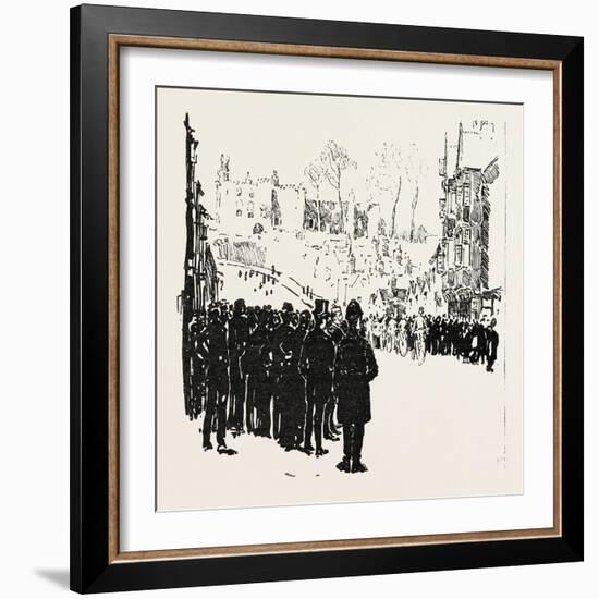 With the Cyclist Corps at the Easter Volunteer Manoeuvres, 1888-null-Framed Giclee Print