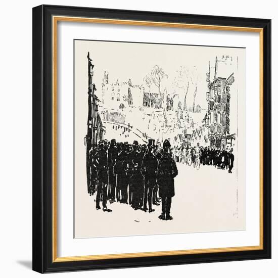 With the Cyclist Corps at the Easter Volunteer Manoeuvres, 1888-null-Framed Giclee Print