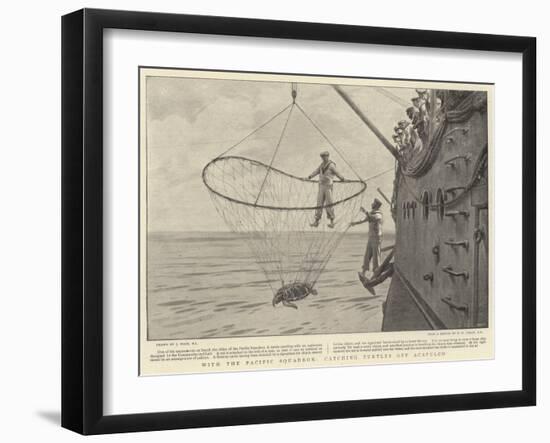 With the Pacific Squadron, Catching Turtles Off Acapulco-Joseph Nash-Framed Giclee Print